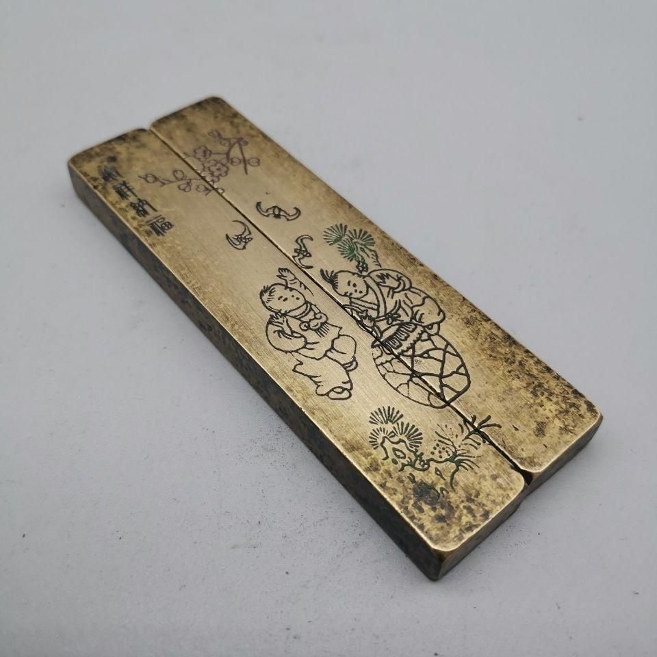 銅製 鎮尺 浮彫り吉祥納福鎮紙 文房用品 装飾品 工芸品 美術品 銅製 鎮尺 浮彫り吉祥納福鎮紙 文房用品 装飾品 工芸品 美術品