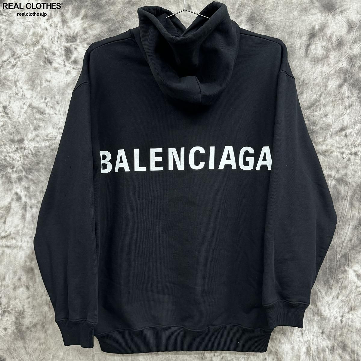 【JPタグ】BALENCIAGA/バレンシアガ バックロゴプリントコットン プルオーバーパーカー 556143 TAV37/XS