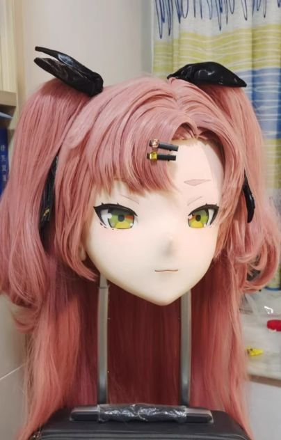 全頭マスク カツラ付き ロック付き NO.435 ドール ヘッドロリータ人形 コスプレ 変身 仮装 着ぐるみ kigurumi 二次元