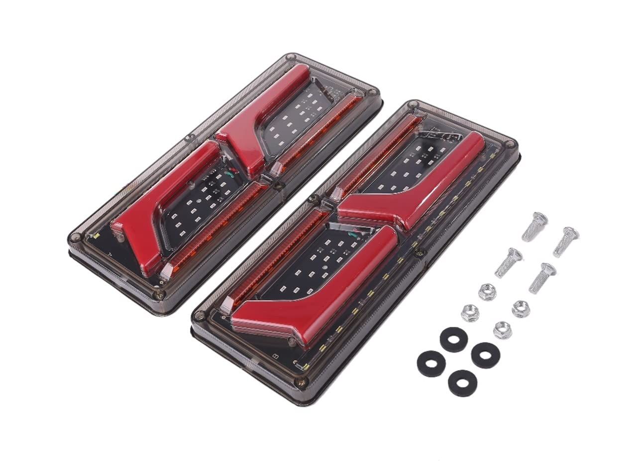 12V 24V 2連 トラック テール LED シーケンシャル 流れる ウィンカー テールランプ 2個セット L型 チューブ ふそう 日野 日産 UD マツダ いすゞ ダンプ 等 汎用 社外品 (24V) [24V]
