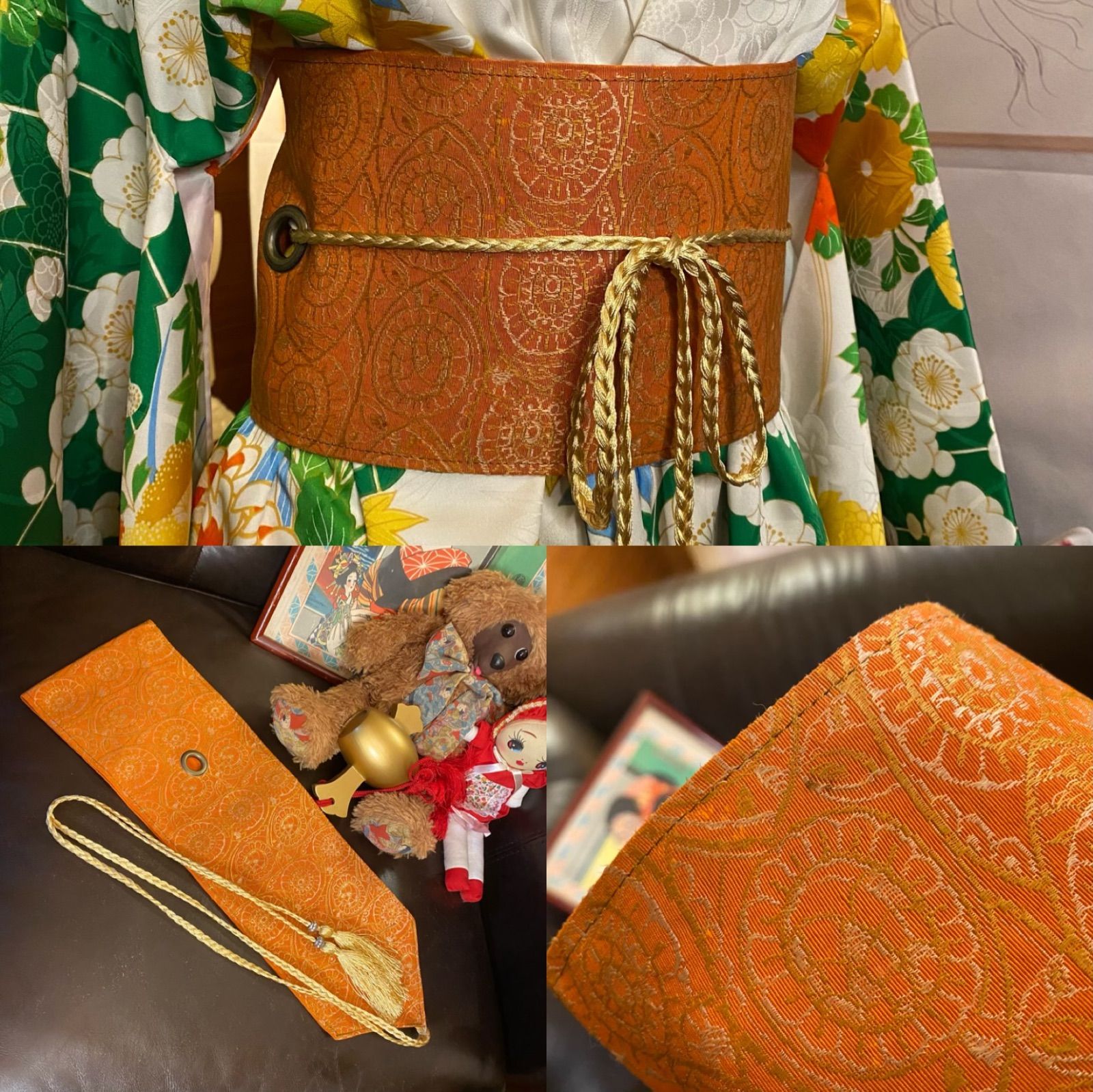 振袖 着物 袴 ハンドメイド リメイク ワンピース ドレス 帯 振袖 着物 袴 ハンドメイド リメイク ワンピース ドレス 帯