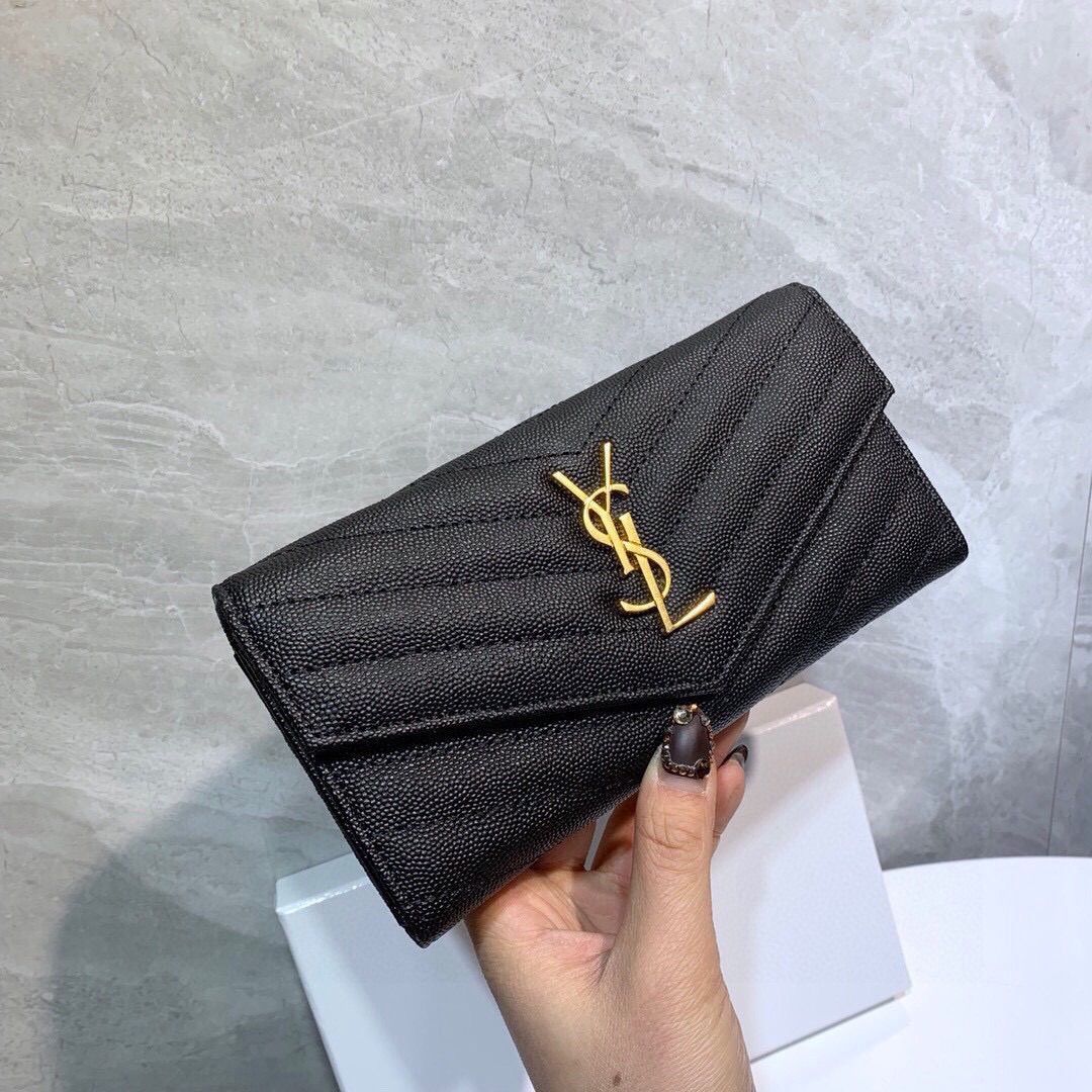 イヴ・サンローラン長財布ラウンドジップYSL ブラック