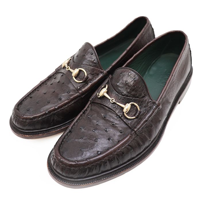 美品】グッチ 245972 オーストリッチ レザー ホースビット