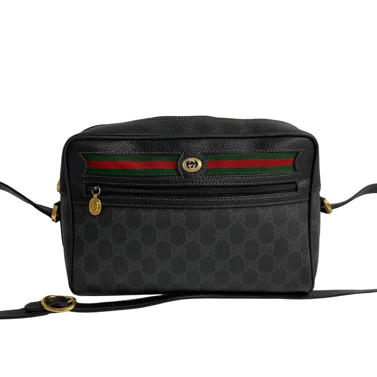 極 美品 GUCCI オールドグッチ グッチ ヴィンテージ シェリーライン GG ロゴ レザー 本革 ミニ ショルダーバッグ ブラック  5kmj621-9 - メルカリ