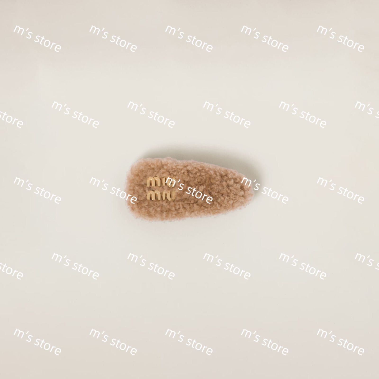 【MIUMIU/ミュウミュウ】ヘアクリップ シアリング ロゴ キャメル 新品 miumiu ミュウミュウ シアリング ヘアクリップ キャメル