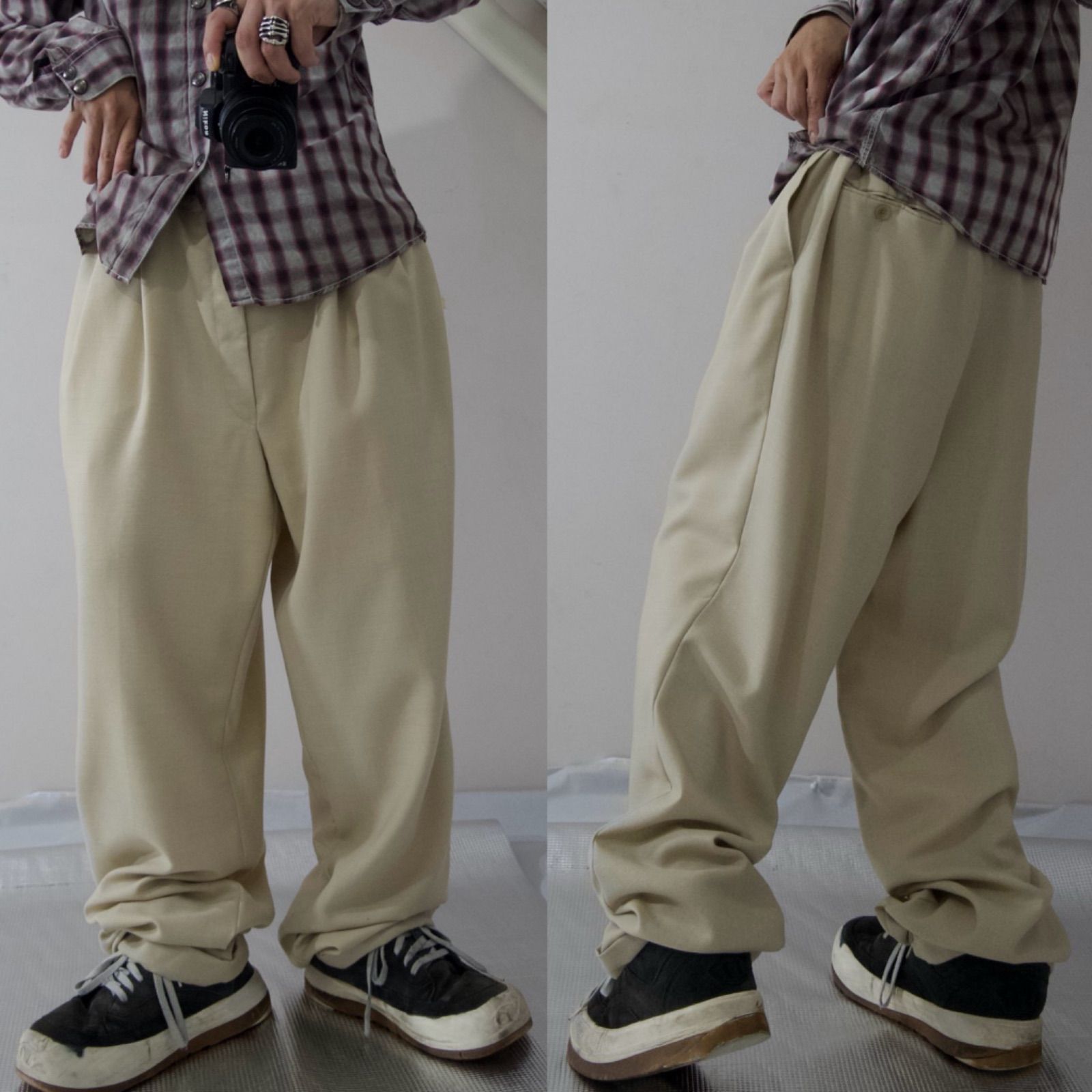 90s Lauren Ralph Lauren Lana Wool 2Tuck Wide Slacks Pants 90年代