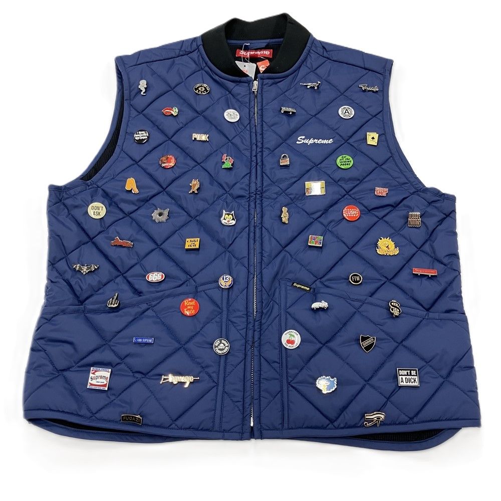 シュプリーム Supreme ピンズ キルティング ワーク ベスト ナイロン ネイビー L 23AW Pins Quilted Work Vest メンズ