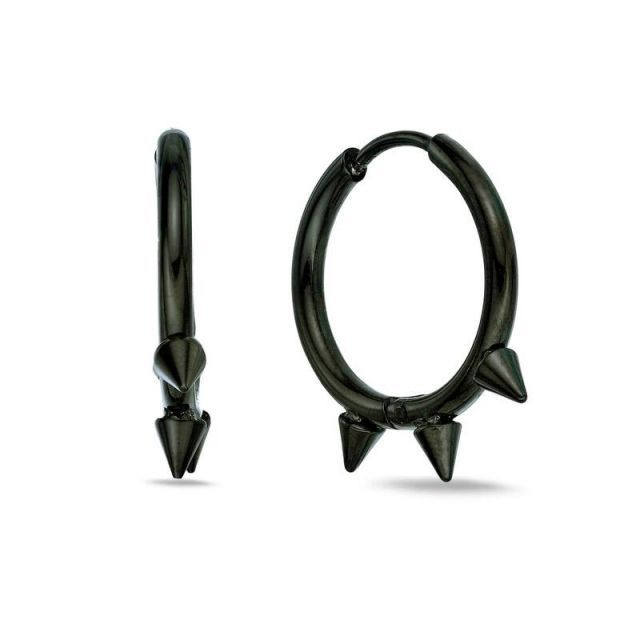 送料無料 リンクス メンズ ピアス イヤリング アクセサリー Men s LYNX Ion Plated Stainless Steel Spike Hoop Earrings Black WWW_OLIVIERBERNSTEIN_COM