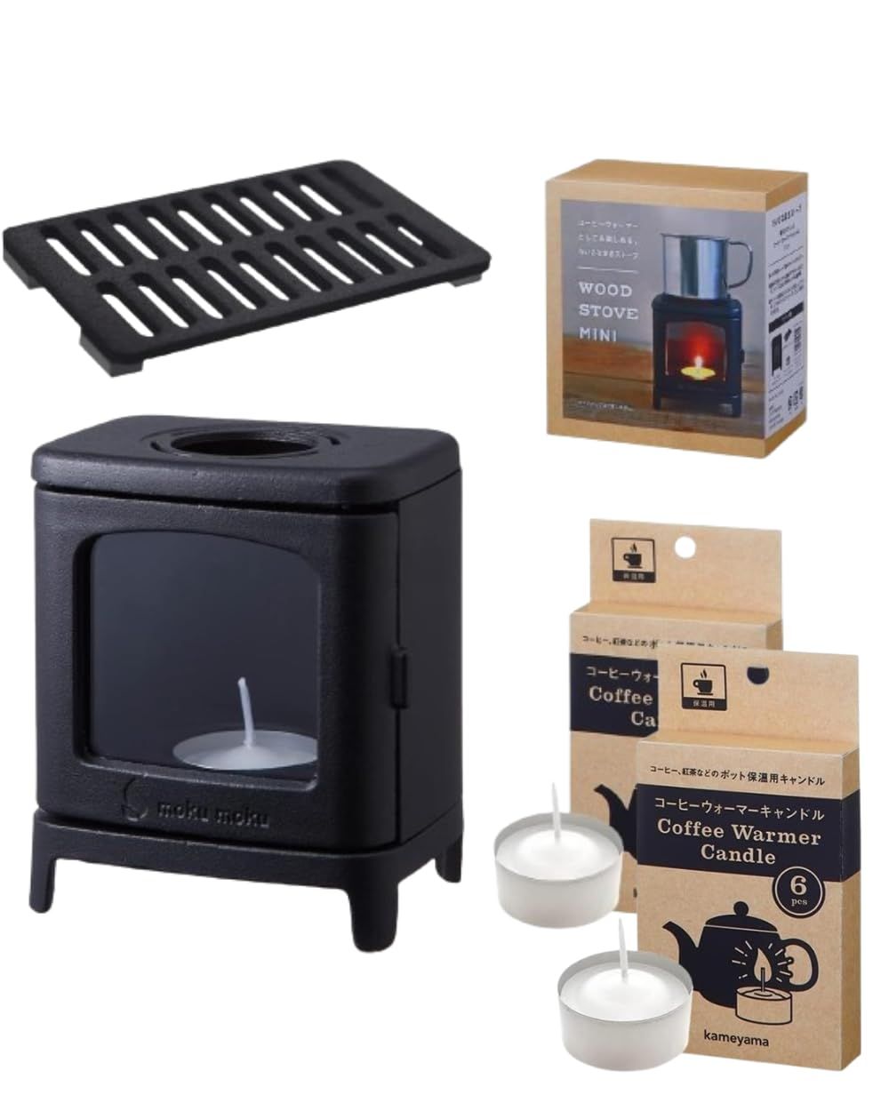 カメヤマキャンドル ちいさなまきストーブセット SJ907-00-20 【コーヒーウォーマーキャンドル1セットオマケ付き】