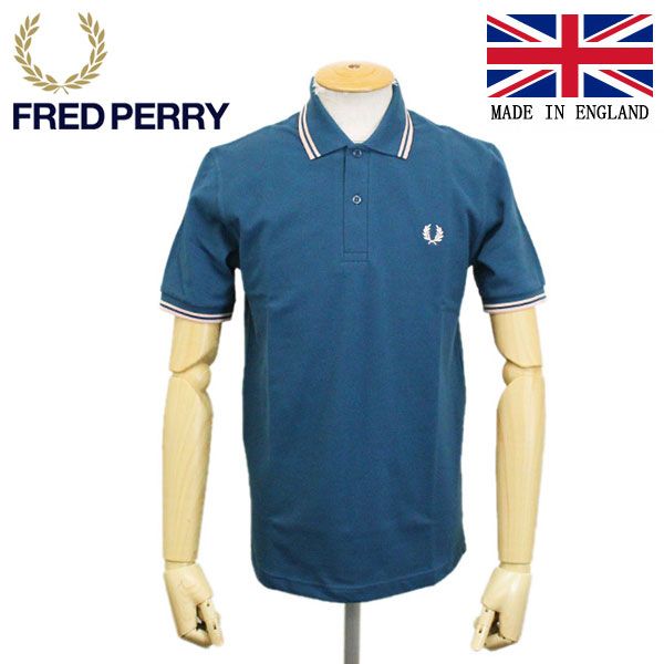 FRED PERRY (フレッドペリー) M12N TWIN TIPPED FP SHIRT ライン入りポロシャツ イングランド製 全5色 FP390 K33DEEPTEAL/APRICOTICE 40