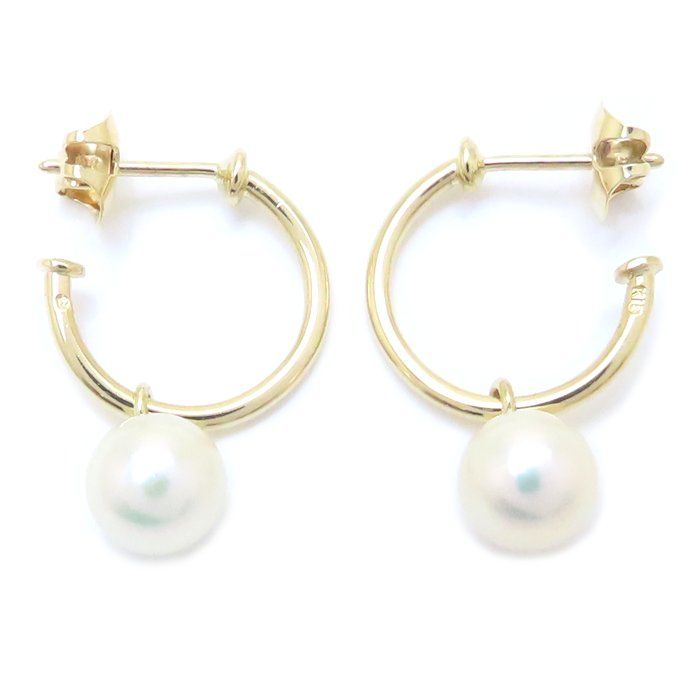 【極美品】ミキモト パール ピアス パールピアス K18YG 約7㎜珠 極美品】ミキモト パール ピアス パールピアス K18YG 約7㎜珠