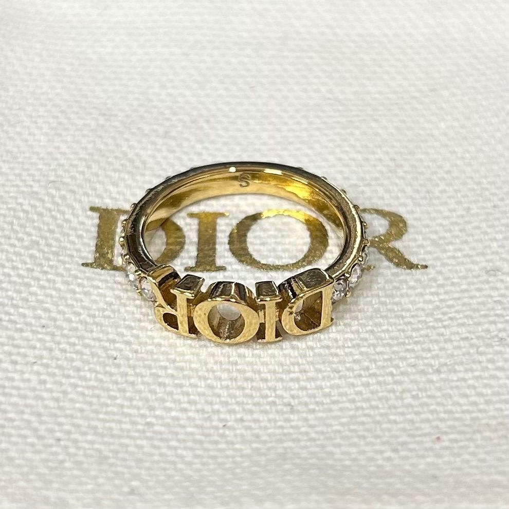 【箱付き】ディオール リング ゴールド ロゴ ゴールド クリスタル M 12号 箱付き】ディオール リング ゴールド ロゴ ゴールド クリスタル