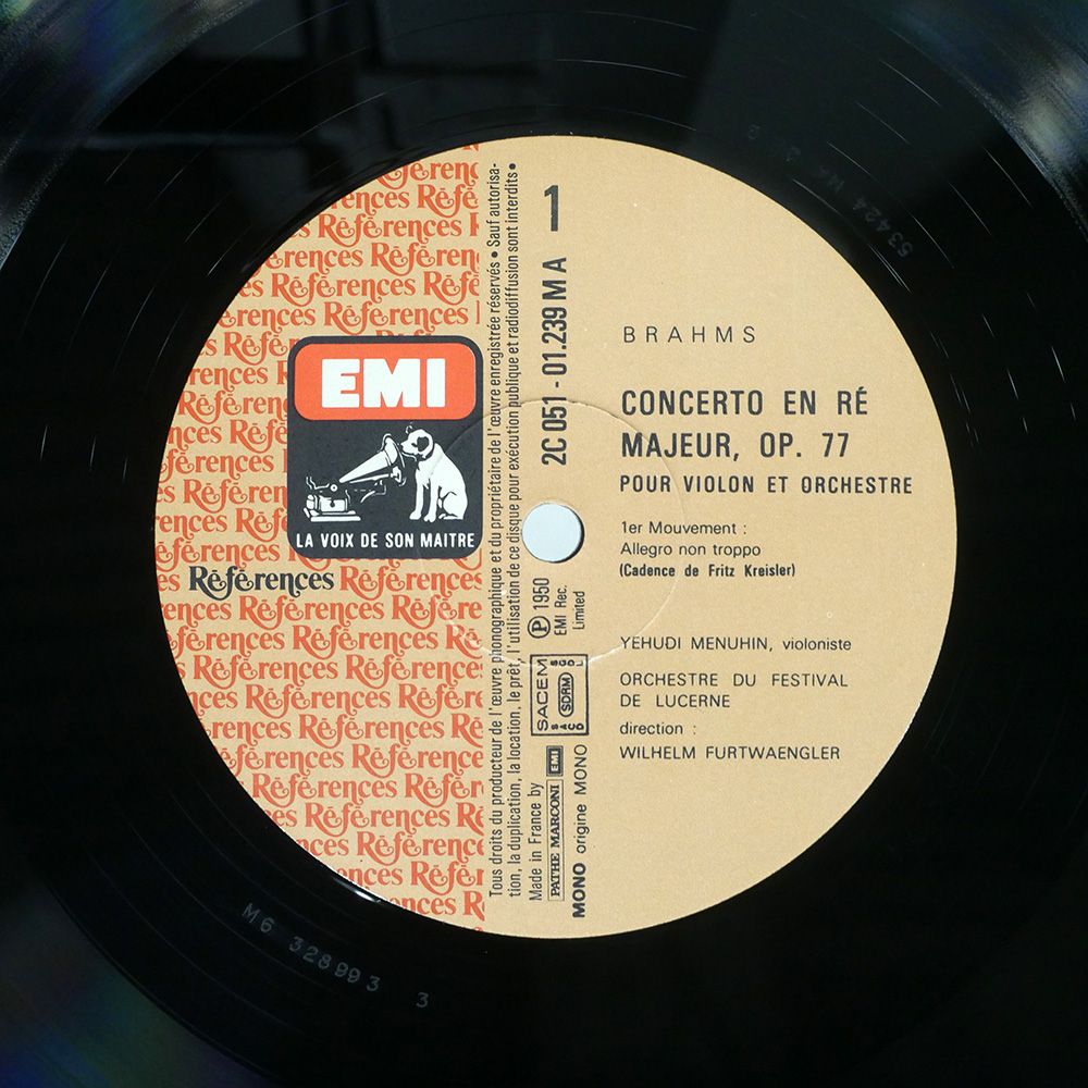 仏 フランス盤 YEHUDI MENUHIN/BRAHMS CONCERTO EN R MAJEUR/LA