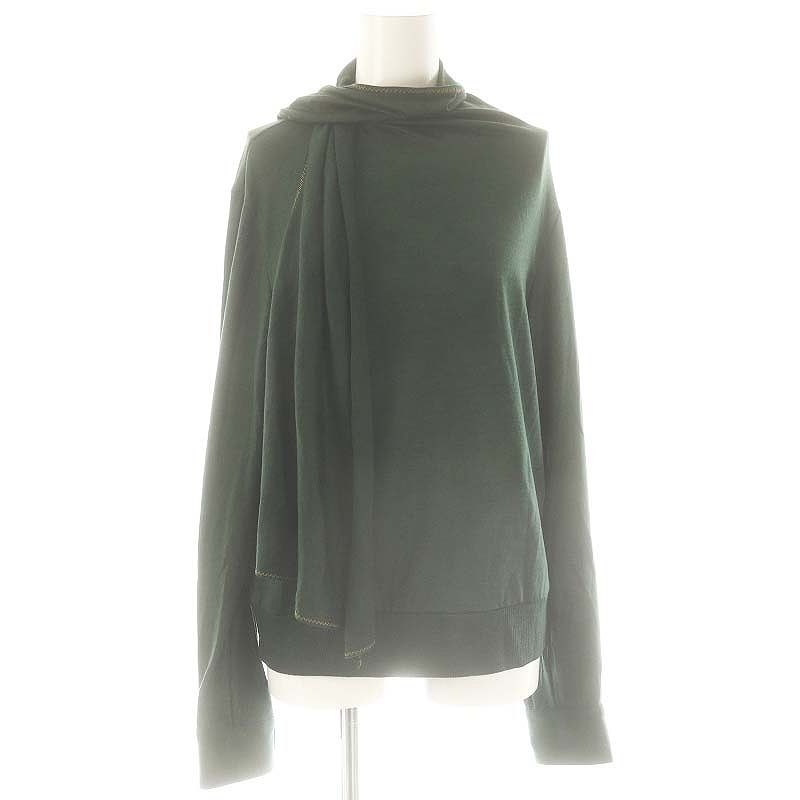 カラー kolor 23AW スカーフカラーハイゲージニット カットソー ウール 2 ダークグリーン /MI ■OS レディース カラー kolor 23AW スカーフカラーハイゲージニット カットソー