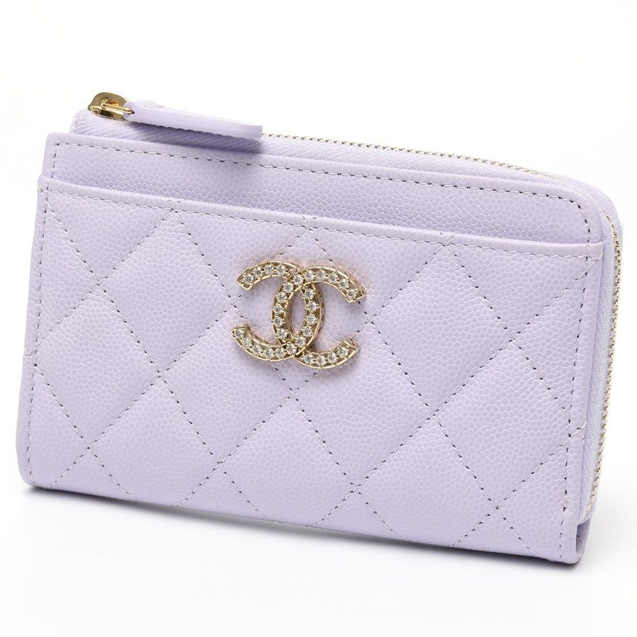 シャネル | CHANEL マトラッセ L字ファスナー コイン カードケース AP3836 キャビアスキン ライトパープル|ゴールド金具 商品番号 S-159262