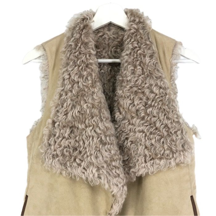Morabito Blanc モラビトブラン リバーシブルベスト モヘヤ×フェイクレザー ジレ ベージュ サイズ38 M相当 レディース
