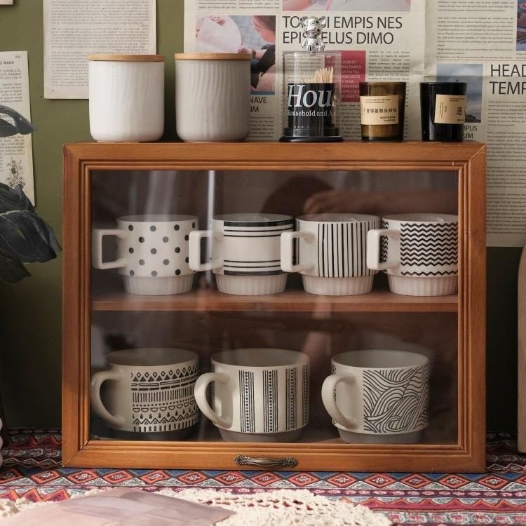 ミニ食器棚 木製 ガラス扉 おしゃれ キッチン収納棚 卓上食器棚 調味料