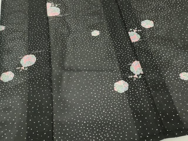 平和屋着物＊夏物 小紋 絽 絞り 水玉 黒地 正絹 逸品 CAAV9578ze