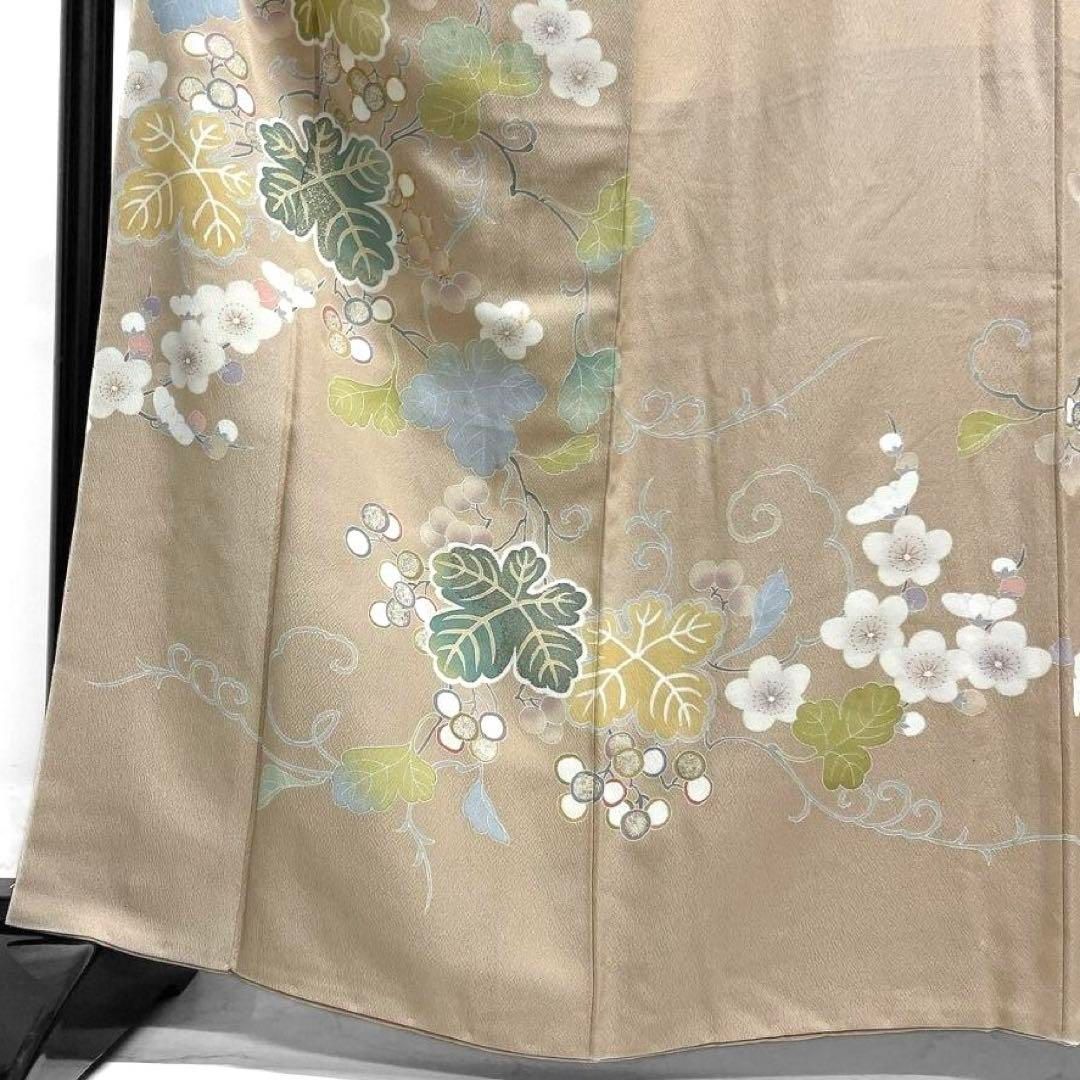 金駒刺繍　葡萄模様　梅花模様　訪問着　着物 015a p 金駒刺繍葡萄模様梅花模様訪問着着物 015a p