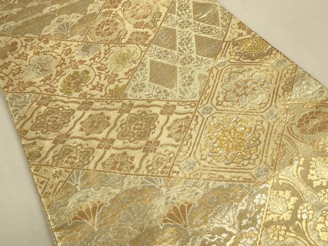 袋帯 新佐賀錦 古典草花文 正倉院更紗花文 金銀糸 工字繋ぎ NO-809 袋帯 新佐賀錦 古典草花文 正倉院更紗花文 金銀糸 工字繋ぎ NO-809