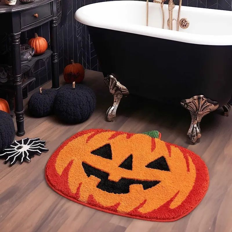 ハロウィンかぼちゃのふわふわバスマット 即 OK 滑り止め 洗える＆吸水性に優れたシャワー バスタブ ホームデコ用 yunban584