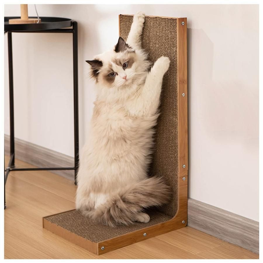 猫 つめとぎ 段ボール 猫用爪とぎ 爪研ぎ 猫スクラッチャー L字 置き型 高い56cm ガリガリウォール スクラッチャー 高密度 頑丈耐久 ストレス解消 家具破壊防止ST094