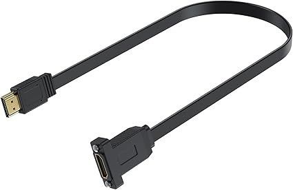 Poyiccot 4K HDMI 延長ケーブル、HDMI フラットケーブル 平型 薄型 、HDMI 2.0 延長コード【HDMI オス-メス】 超薄型スリムHDMIコード、 HDMI 延長コードパネルマウントプラグ付き TV Xbox 対応