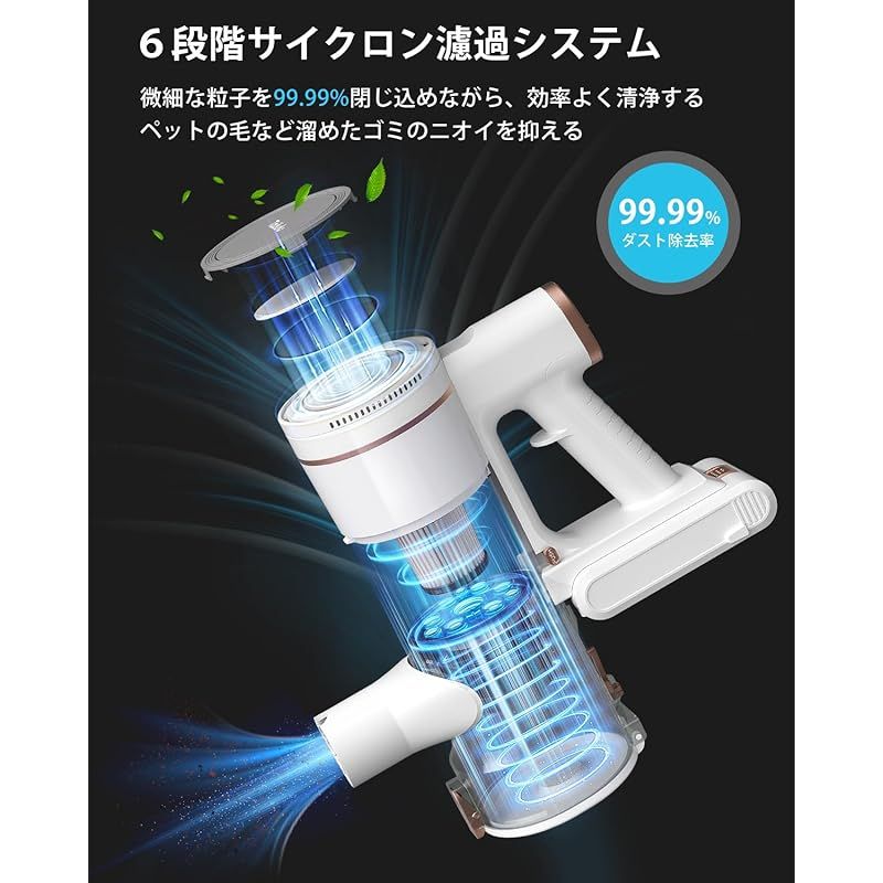ブラシレスモーター コードレス掃除機 一人暮らし 緑色LEDライト 大容量 ブラシレスモーター コードレス掃除機 一人暮らし 緑色LEDライト