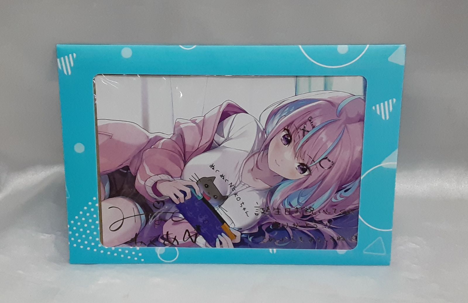 ポストカード　湊あくあ 箔押し複製サイン入りかにビーム描き下ろしポストカード 「ホロライブ 湊あくあ 誕生日記念2021 誕生日記念フルセット」 購入特典 湊あくあ 箔押し複製サイン入りトモセシュンサク先生描き下ろし