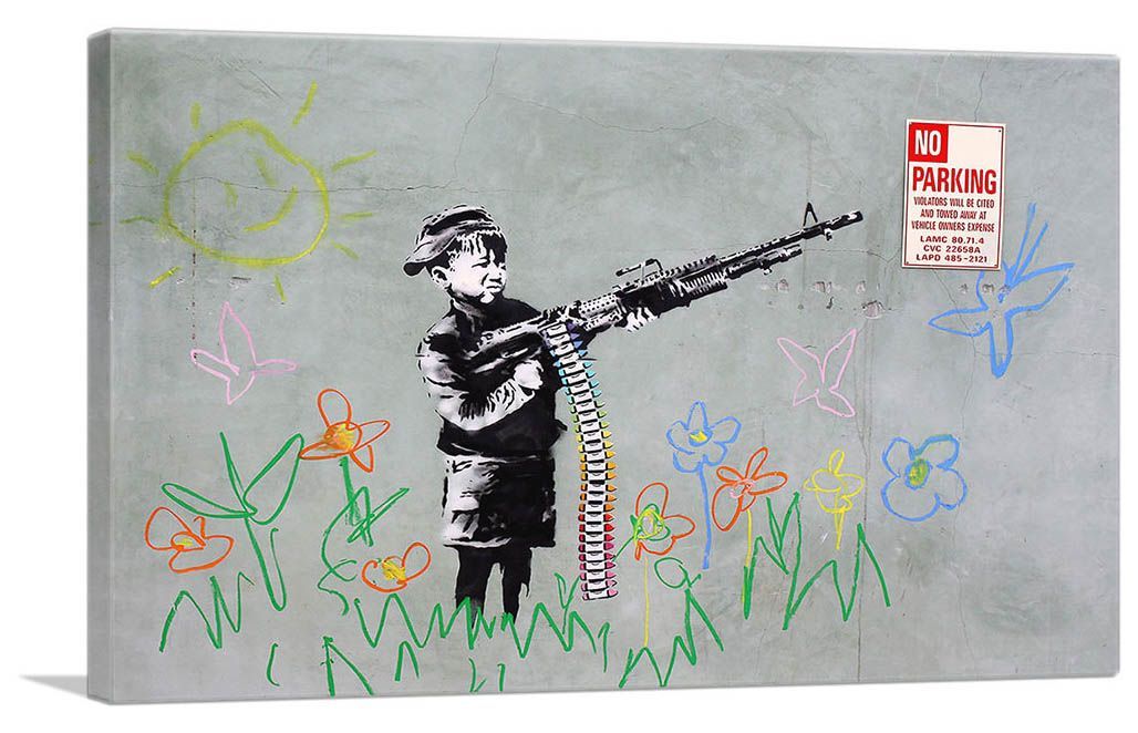 バンクシー アートパネル Mサイズ BANKSY Banksy「クレヨン シューター/Crayola Shooter」キャンバスジークレ  発送目安15～20営業日 - メルカリ