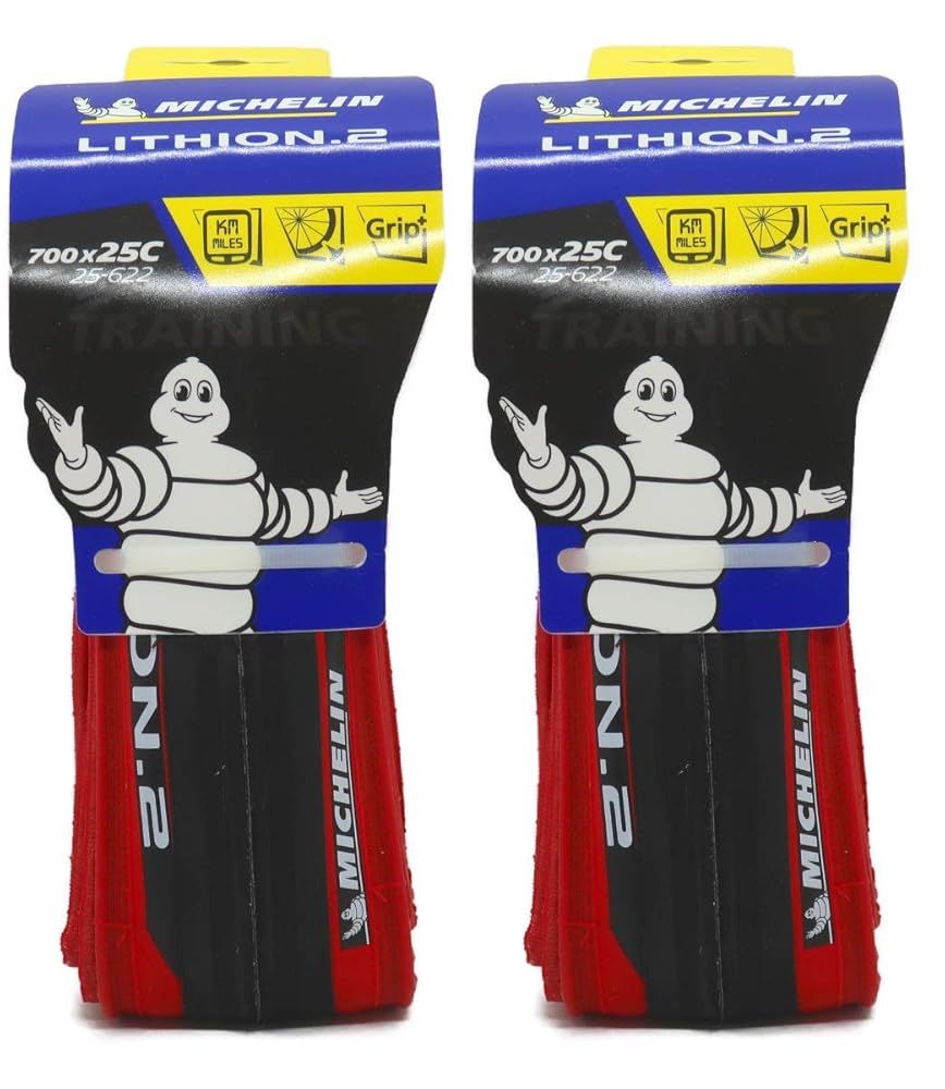 2本セット ミシュラン(Michelin) リチオン2 V3 Lithion2 クリンチャータイヤ 700c (レッド， 700x25c) [並行輸入品]