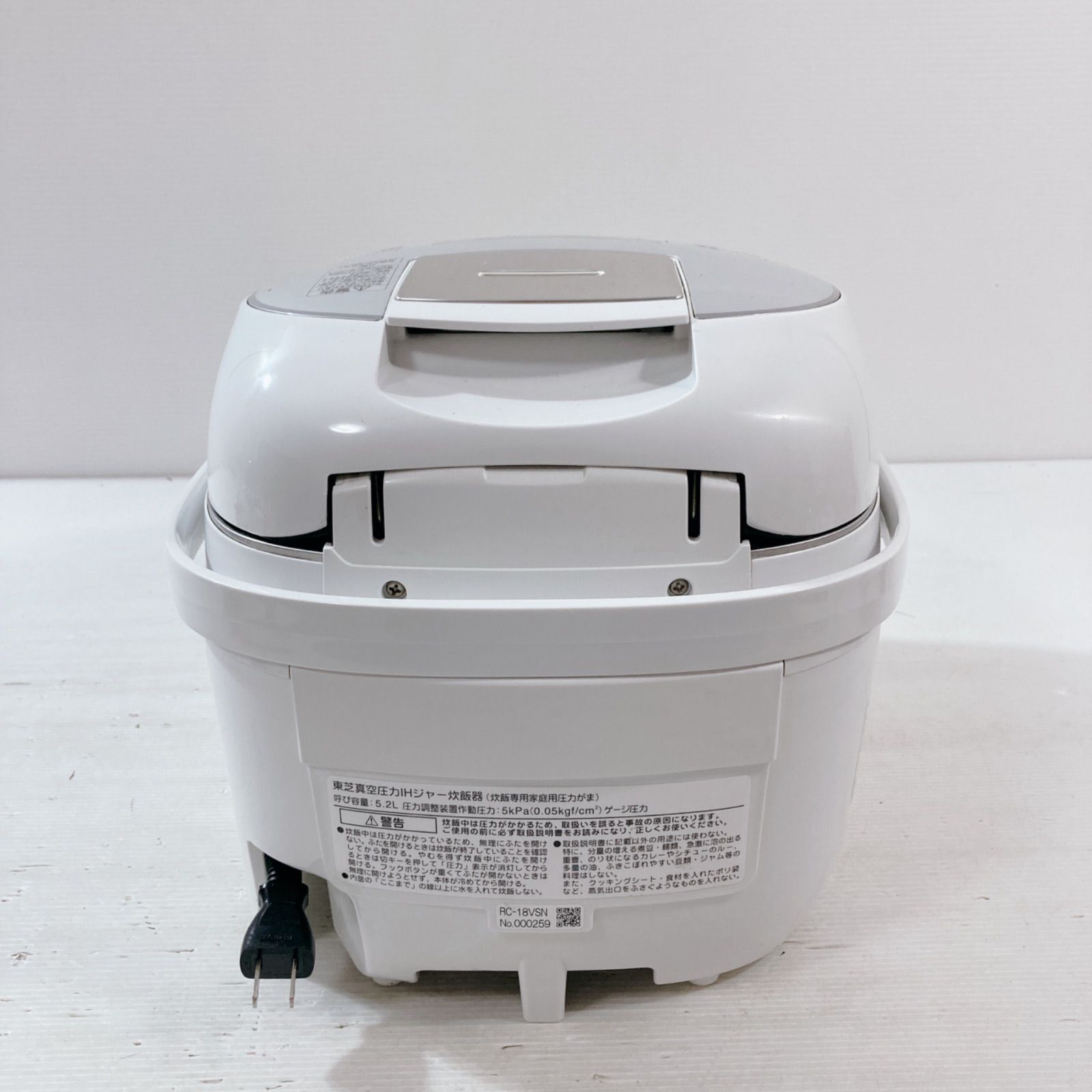 【ジャンク品】東芝 真空圧力IHジャー炊飯器 RC-18VSV 本体のみ ジャンク品】東芝 真空圧力IHジャー炊飯器 RC-18VSV 本体のみ