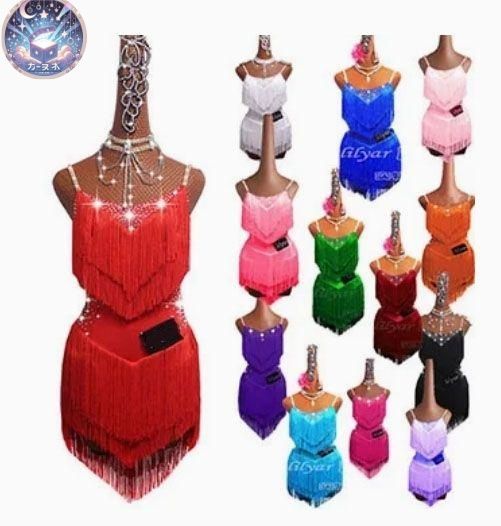 ♥ ラテンドレス ワンピース フリンジドレス レッド オーダーメイド