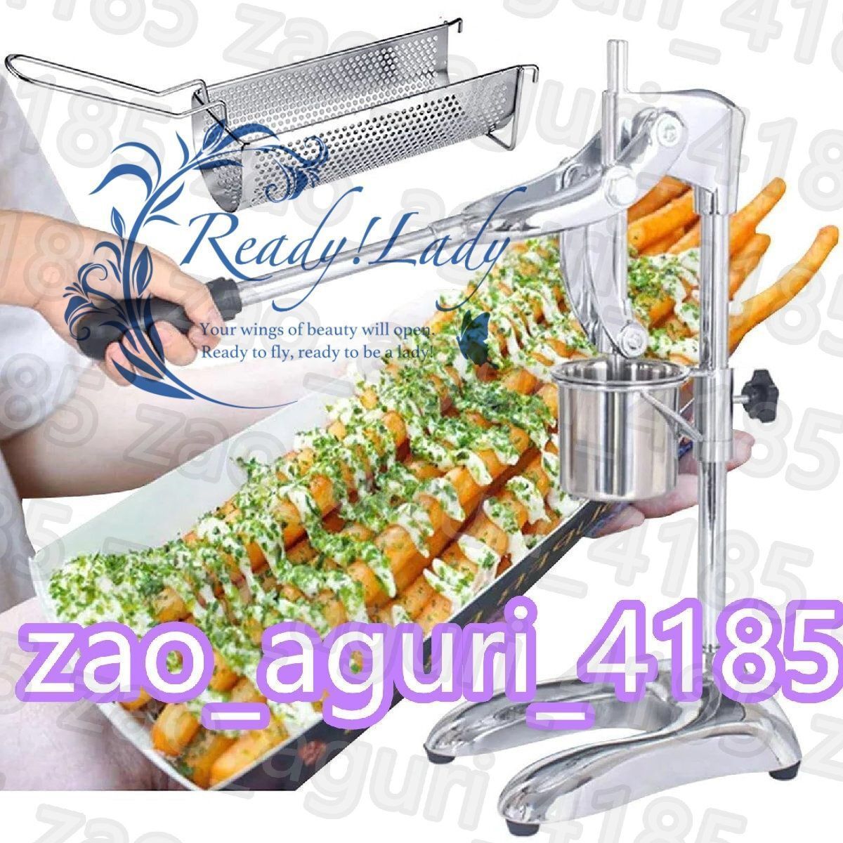 手動フライドポテトストリップスクイーザー ロングフライドポテトカッターマシンステンレス鋼30cmポテトチップス押出機