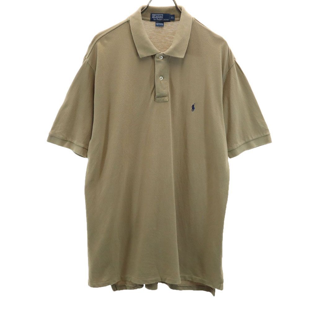 ポロバイラルフローレン 半袖 ポロシャツ XL ベージュ系 Polo by Ralph Lauren 鹿の子地 メンズ 古着 【240505】