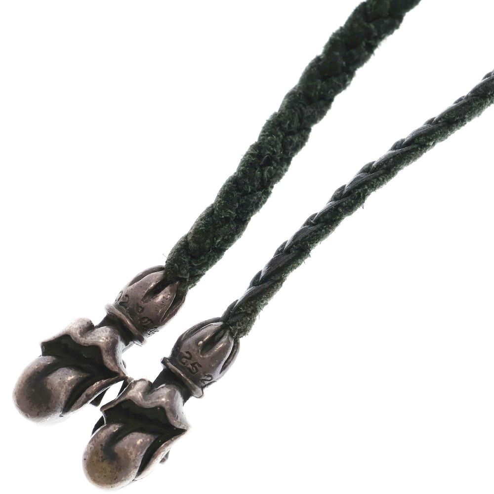 CHROME HEARTS (クロムハーツ) LEATHER BRAID リップアンドタンレザーブレード ネックレス ブラック/シルバー