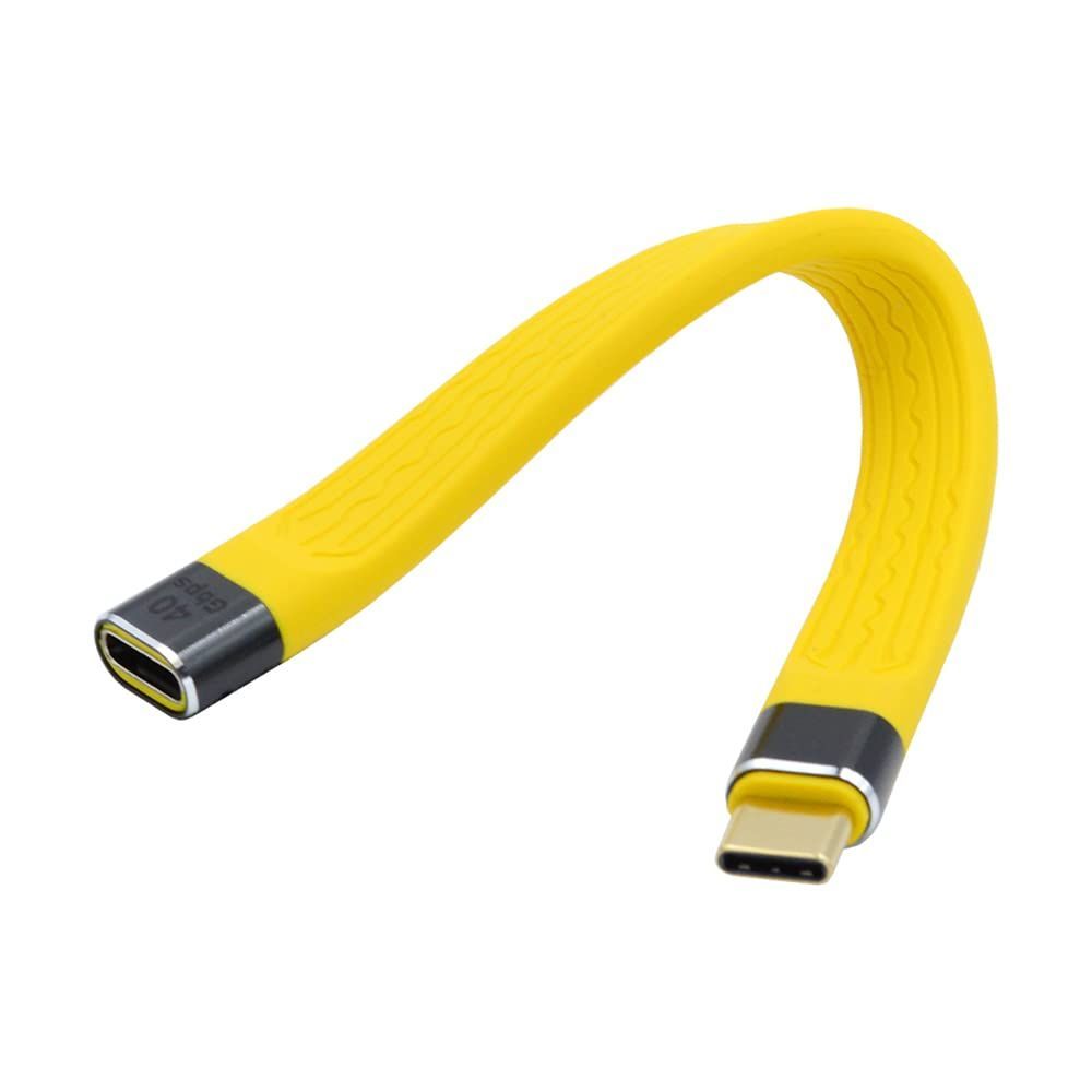 【特価商品】への 40Gbps の 8K@60Hz の充満および 100W 延長ケーブルの細い平らな男性から女性 USB4 黄色い NFHK