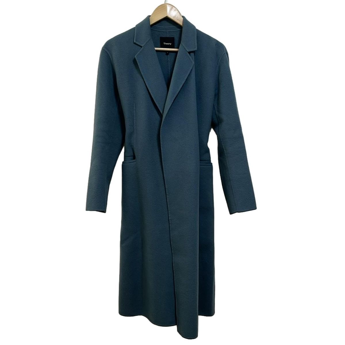 theory セオリー コート サイズS レディース - ブルーグレー 長袖 ベルト付き 冬