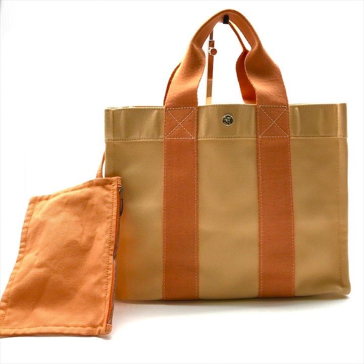 HERMES エルメス コキアージュ キャンバス ボラボラ ハンド トート バッグ オレンジ 橙 ポーチ付き ブランド カバン k6632