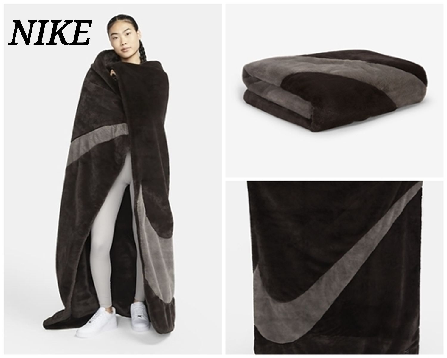 NIKE NSW フェイクファー ブランケット スウォッシュ ブラウン NIKE NSW フェイクファー ブランケット スウォッシュ ブラウン