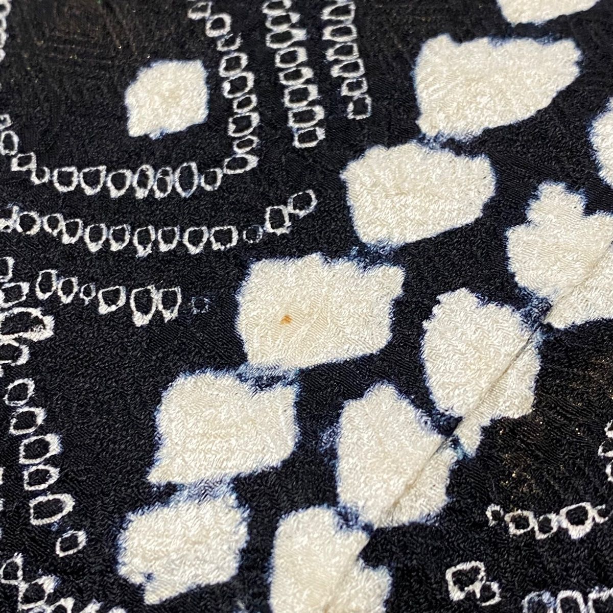 訪問着 身丈169.5cm 裄丈68cm L 袷 草花 菱 絞り 金彩 黒 正絹 名品  