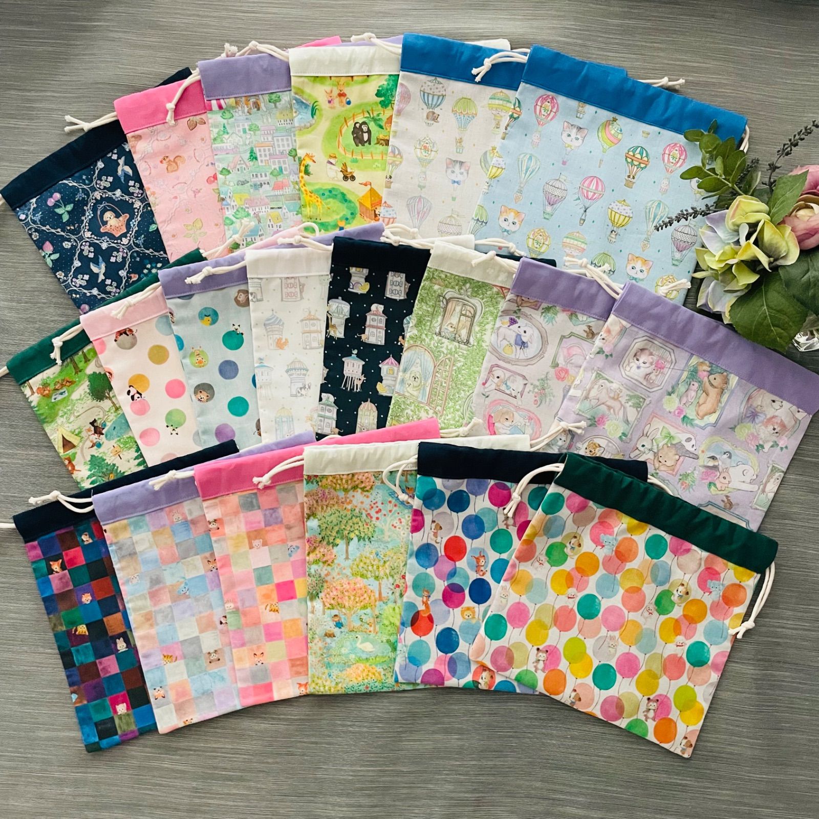 りぼん】ランチョンマット 巾着袋 給食袋 オーダーページ りぼん