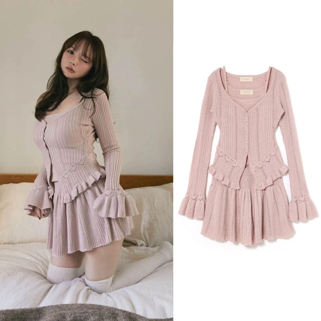 トップス andmary Bebe ribbon tops pink ANDMARY】べべリボントップス