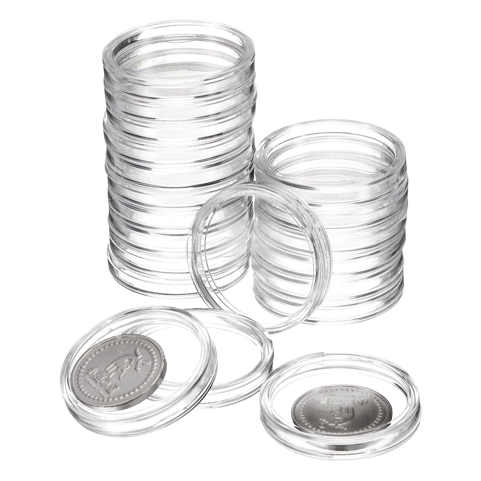 uxcell 20個 33 mm シルバーダラーコインホルダー、プラスチック