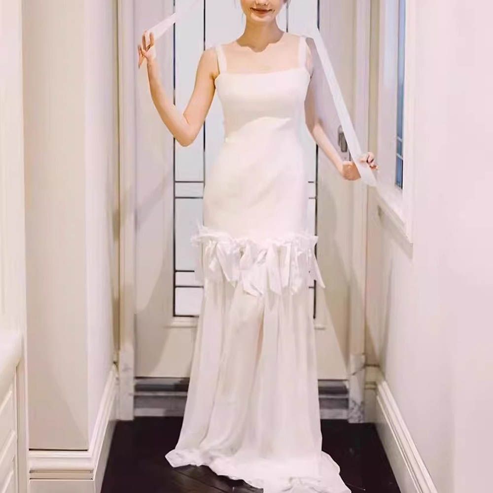 ウェディングドレス ロングドレス スレンダーライン