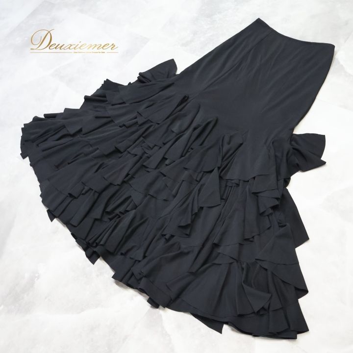 フラメンコ 衣装 ファルダ スカート 黒 アルマフラメンカ 無地 レッスン ボランテ フリル 伸縮 ブラック系 フリルスカート スカート ダンス衣装 おしゃれ ファッション レディース 伸縮素材 ブラック クラシック ステージ衣装 LLC-HASEGAWATOSO_COM