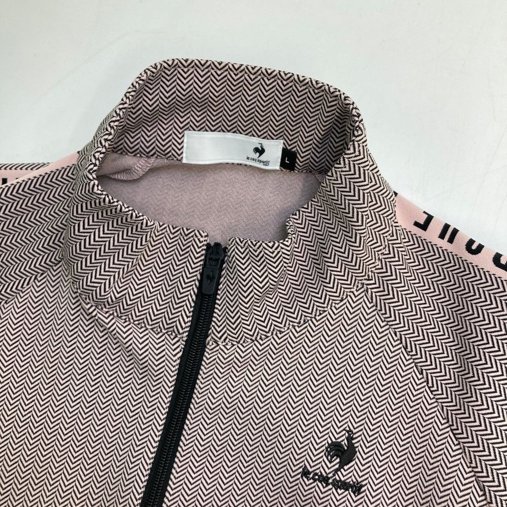サイズ：L LE COQ GOLF ルコックゴルフ  スウェット ジップジャケット ヘリンボーン柄 ピンク系 [240101420647] ゴルフウェア メンズ ストスト サイズ：L LE COQ GOLF ルコックゴルフ スウェット ジップ