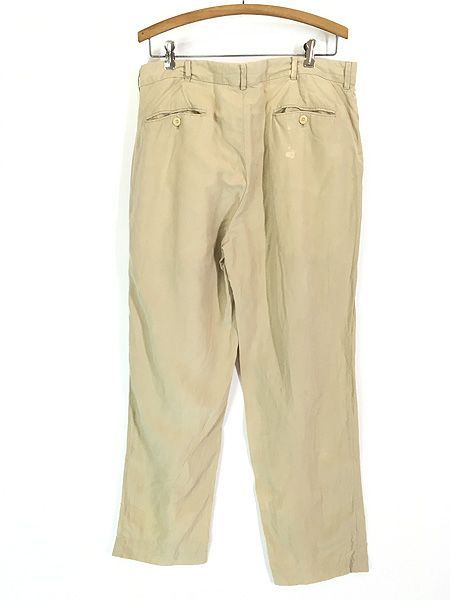 古着 Polo Ralph Lauren ノータック シルク リネン スラックス パンツ