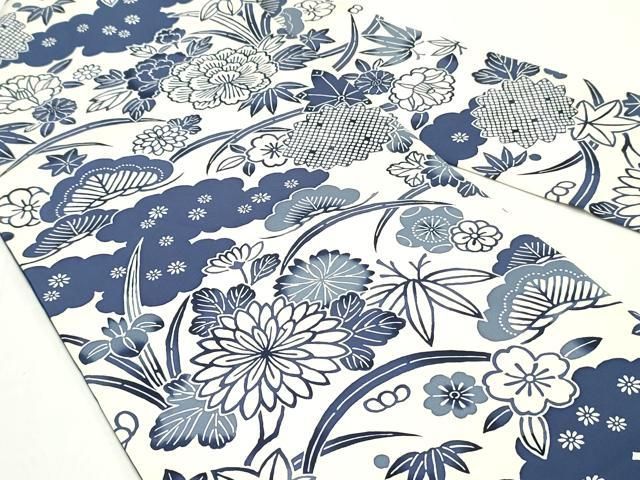 平和屋着物●塩瀬　全通柄九寸名古屋帯　型染め　草花松文　正絹　逸品　DAAV9079ob 平和屋着物○塩瀬 全通柄九寸名古屋帯 型染め 草花松文 正絹 逸品