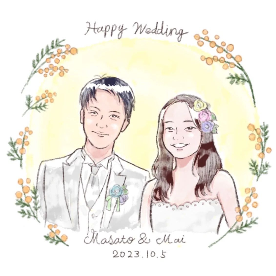 ウェルカムボード 似顔絵 ナチュラル 水彩画風 セール 可愛い】 似顔絵